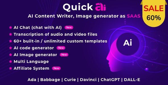 QuickAI OpenAI 2.5.0 Nulled – AI Writing Assistant and Content Creator as SaaS